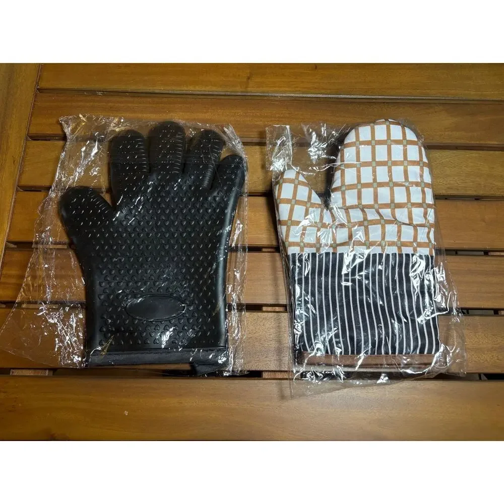Oven Mitt & Silicone BBQ Glove Set – New